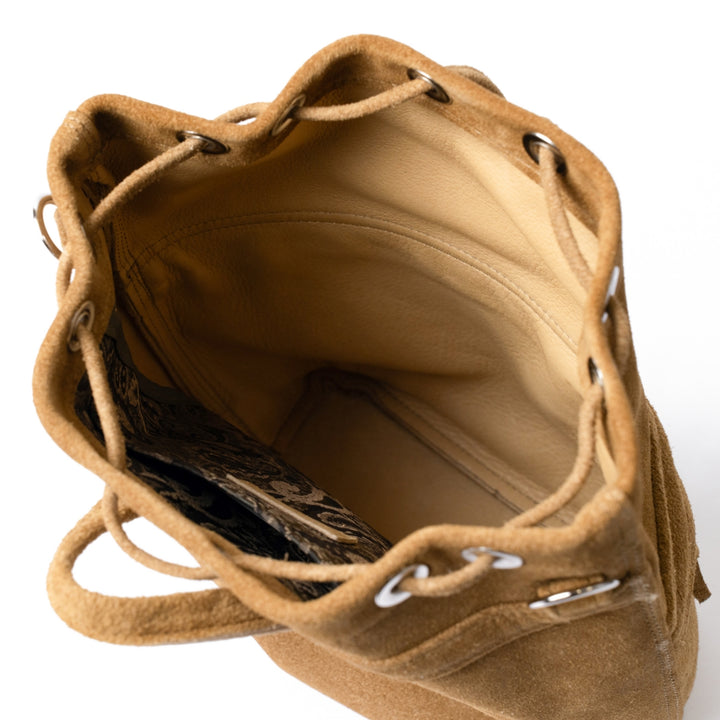 ディアスキン巾着 キャメル スエード ディアスキン巾着 キャメル