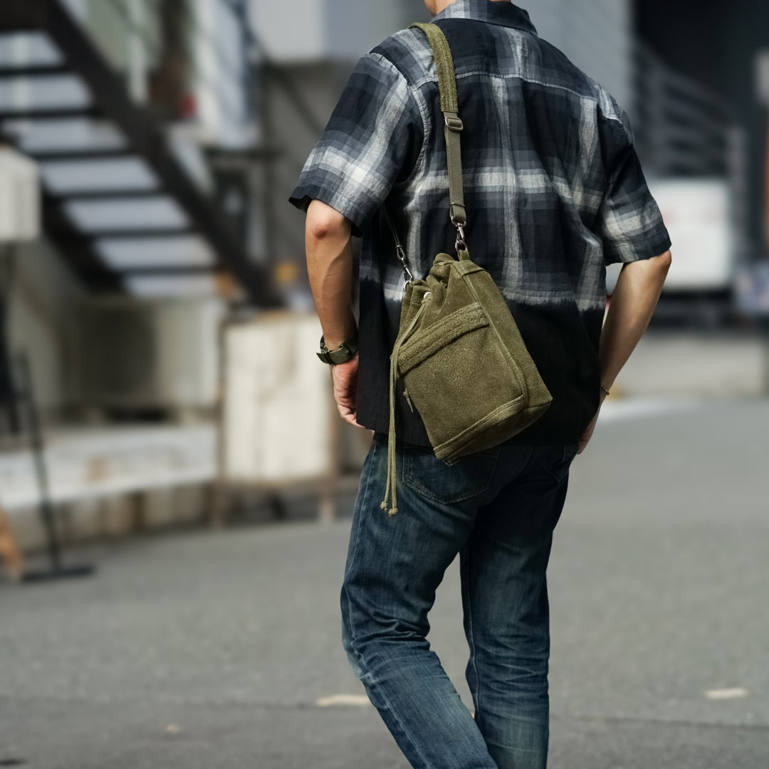 ディアスキン巾着　キャメル　スエード ディアスキン巾着 キャメル スエード スエード 巾着バッグ