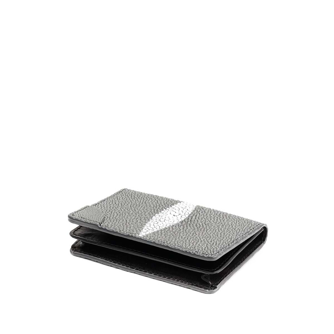 名刺入れ グレー未使用美品 ストライプカラードエッジ 名刺入れ（グレイッシュベージュ